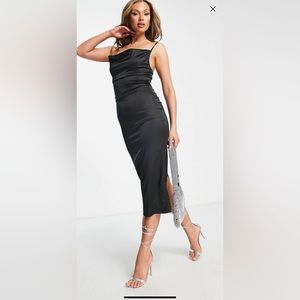 Parisian satin cami dress black